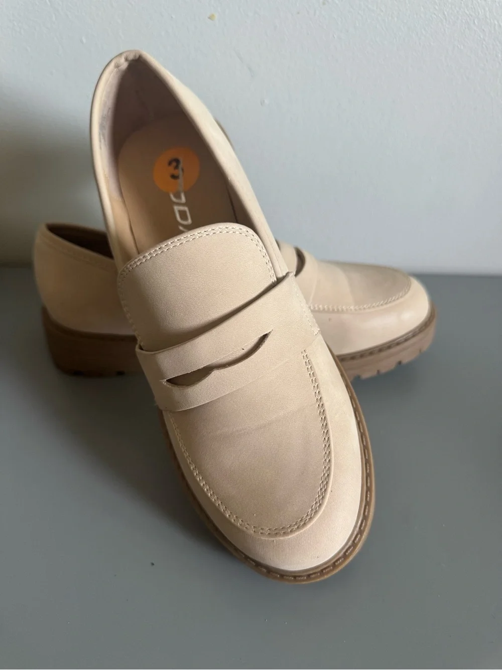 Chunky Soda Kids Beige Tan Moccasin Loafers
